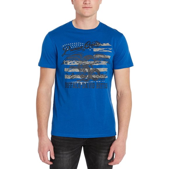 Buffalo T-shirt à Manches Courtes pour Homme David Bitton, Bleu Vif, Petit