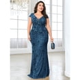 thumbnail image 4 of AURA Plus Size Evening Dress Slim Fit Fishtail Long Formal Banquet Gown Spandex Embroidery 0XL 4XL, 4 of 7