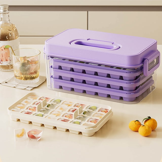 Chmadoxn Ice Lattice,Ice Cube Tray,Ice Trays Ice Large Capacity Press Demolding Ice Tray Household Ice Making Storage Box 84 Compartments With Lid Refrigerator Ice Ice Tray Ice grid set