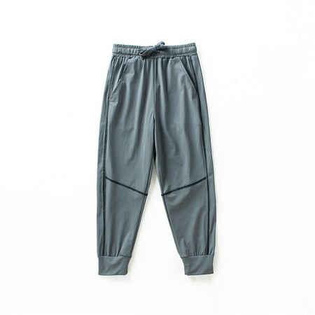 

FLVPOV Boys Sweatpants Kids Casual Ice Silk Quick Drying Anti Mosquito Trousers Children s Drawstring Elastic Waist Tapered Pants with Pockets Gray 10 Years