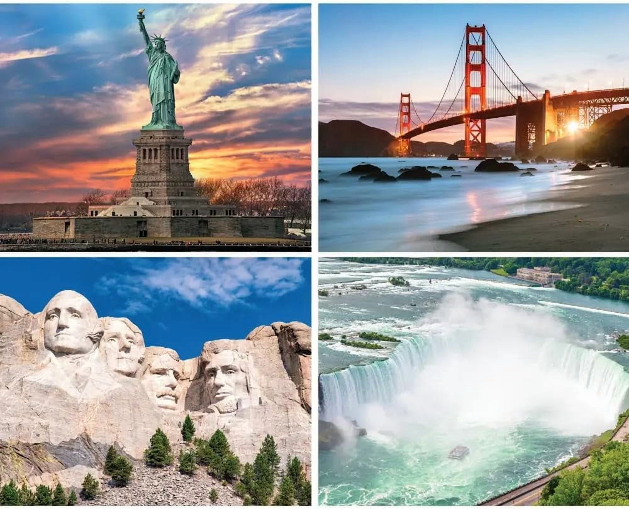 Bits and Pieces 4-in-1 Jigsaw Puzzle Set for Adults – US Landmarks Multi-Pack Bundle – Four 500 Piece Puzzles, 16" x 20" Each, Random Cut Durable Pieces