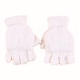 thumbnail image 2 of Eoperou 1 Pair Winter Gloves Thick Coral Fleece Half-finger Solid Color Flip Cover Warm Cold-proof Soft Anti-slip Mittens Student Writing Typing Gloves, 2 of 8