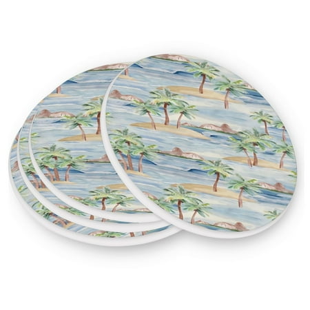 

Round Coasters Modern Style Ceramic Coaster Waterproof and Durable Drink Coaster Coasters set of 4 Customizable Coasters 2pcs Hawaiian Island Style