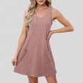 thumbnail image 2 of OSOLU Dresses Solid Color Women Summer Fashion Casual Loose Sleeveless V Tie Pocket Dress Trendy Sundress Wedding Guest Dress, 2 of 5