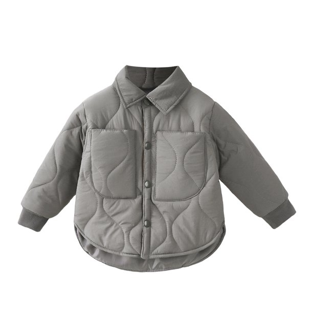 Gibobby Chamarra niñaNiños Niñas Abrigo Manga Larga Invierno Caliente Outwear Chaqueta Abrigo Color Sólido Moda(Gris, 18-24 Meses)