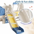 thumbnail image 3 of 11 in 1 Outdoor/Indoor Toddler Slide, Baby Slide Playground with Basketball Hoop and Extra Long Aisle, Toddler Playset with Swing and Ladder, Kids Slide for Toddlers Age 1-4, Blue and Yellow, 3 of 9