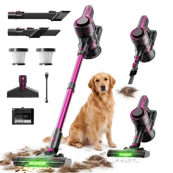 Cordless Vacuum Cleaner for Home, Cordless Stick Vacuum with 600W 40KPa. Self-Standing, Telescopic Wand, for Pet Hair, Carpet & Hard Floors