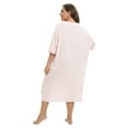 thumbnail image 5 of Xmarks Women Nightgowns V-neck Short Sleeve Loungewear Soft Lace Night Shirts Sleepwear Loose Plus Size Sleep Dress Pink XL-5XL, 5 of 6