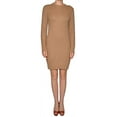 thumbnail image 4 of Michael Kors Women's Ribbed Knit Cotton Blend Sweater Dress (Large, Dark Camel), 4 of 6