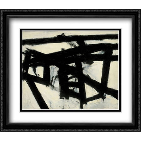 FrameToWall - Mahoning 2x Matted 31x28 Large Black Ornate Framed Art Print by Franz Kline