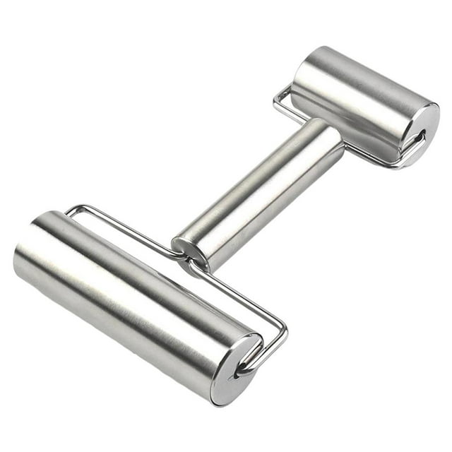 Tnarru Smooth Stainless Steel Rolling Pin Pastry and Baker Roller Metal Kitchen Utensils Great for Baking , , Pie, Pastries, - Dual Roller