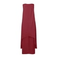 thumbnail image 4 of ZZwxWA Womens Dresses Cotton Linen Vintage Half Button Dress, Irregular Hem Flowy Crewneck Bohemian Long Dress with Pocket Ladies Plus Size Solid Color Sundress, 4 of 4
