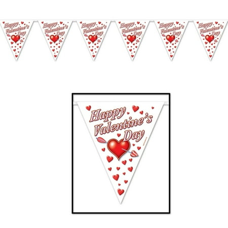 Club Pack Of 12 Red And White Happy Valentine S Day Pennant Banner