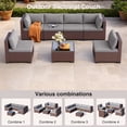 thumbnail image 5 of Aiho 7-Piece Patio Conversation Set, All-Weather PE Rattan Wicker Sectional Sofa with Tempered Glass Table & Thick Gray Cushions, Outdoor Furniture for Backyard, Garden, Poolside, Deck, 5 of 11