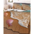 thumbnail image 3 of Quilts Full Size Bedding Set, Coastal Beach Lightweight Quilted Comforter, Summer Ocean Sea Waves Starfish Teal Beige Soft Reversible Bedspread Coverlet with Pillow Covers for All Season, 78" x 90", 3 of 7