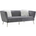 thumbnail image 2 of Pasargad Home Lafayette Velvet Sofa with 2 Pillows Grey, 2 of 6