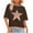 Brown, variant on Bmawag Women Blouses Plus Size Short Sleeve Crew Neck Star Printed Lightweight Tops Blouses Women's Spring Summer Casual Comfortable Shirts Black XXL