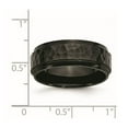 thumbnail image 2 of Stainless Steel 8mm Black Ip Plated Hammered Polished Beveled Edge Band Ring Size 13 Ring for Women and Men, 2 of 2