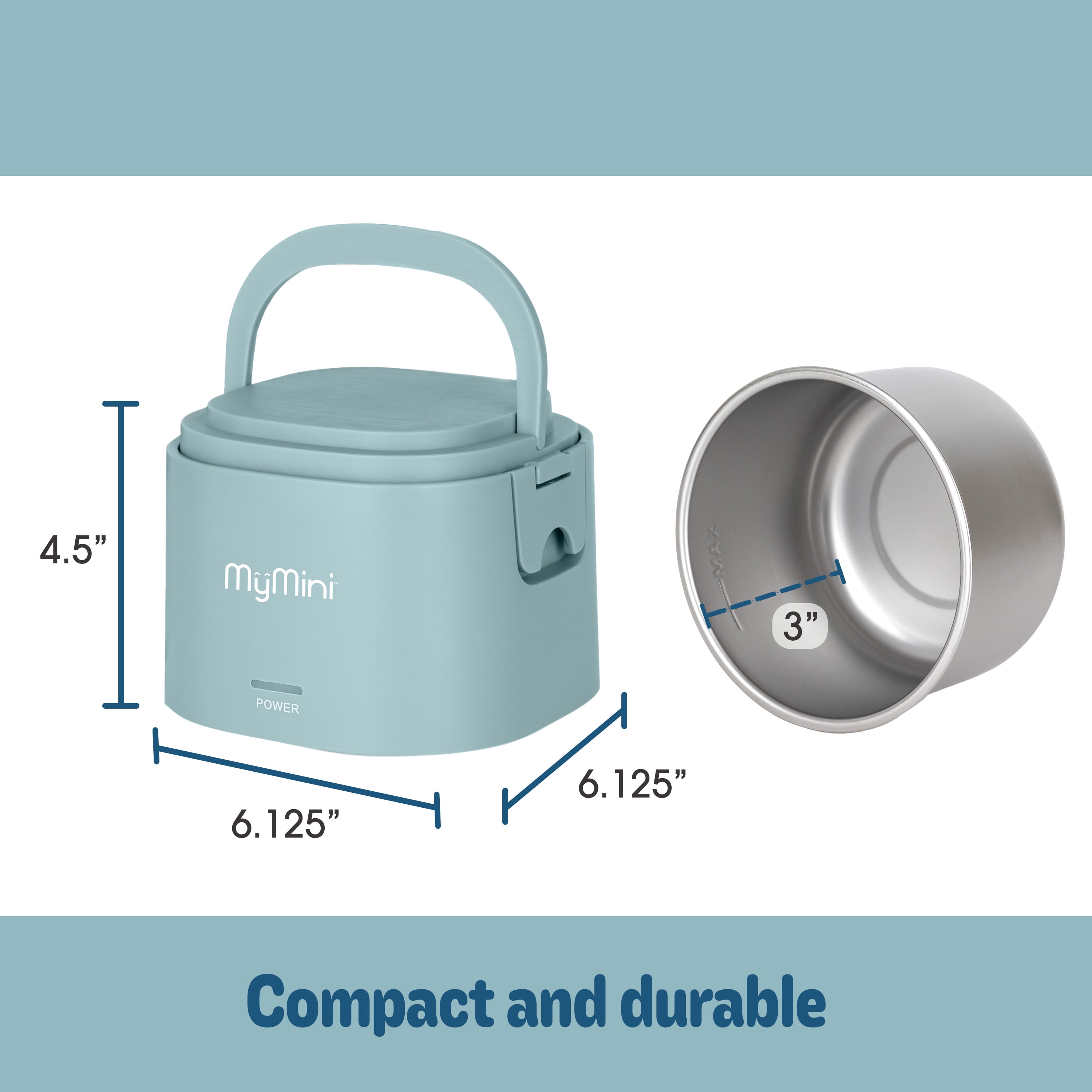 MyMini Portable Heated Lunchbox Slow Cooker for Meals, 2.5 Cups
