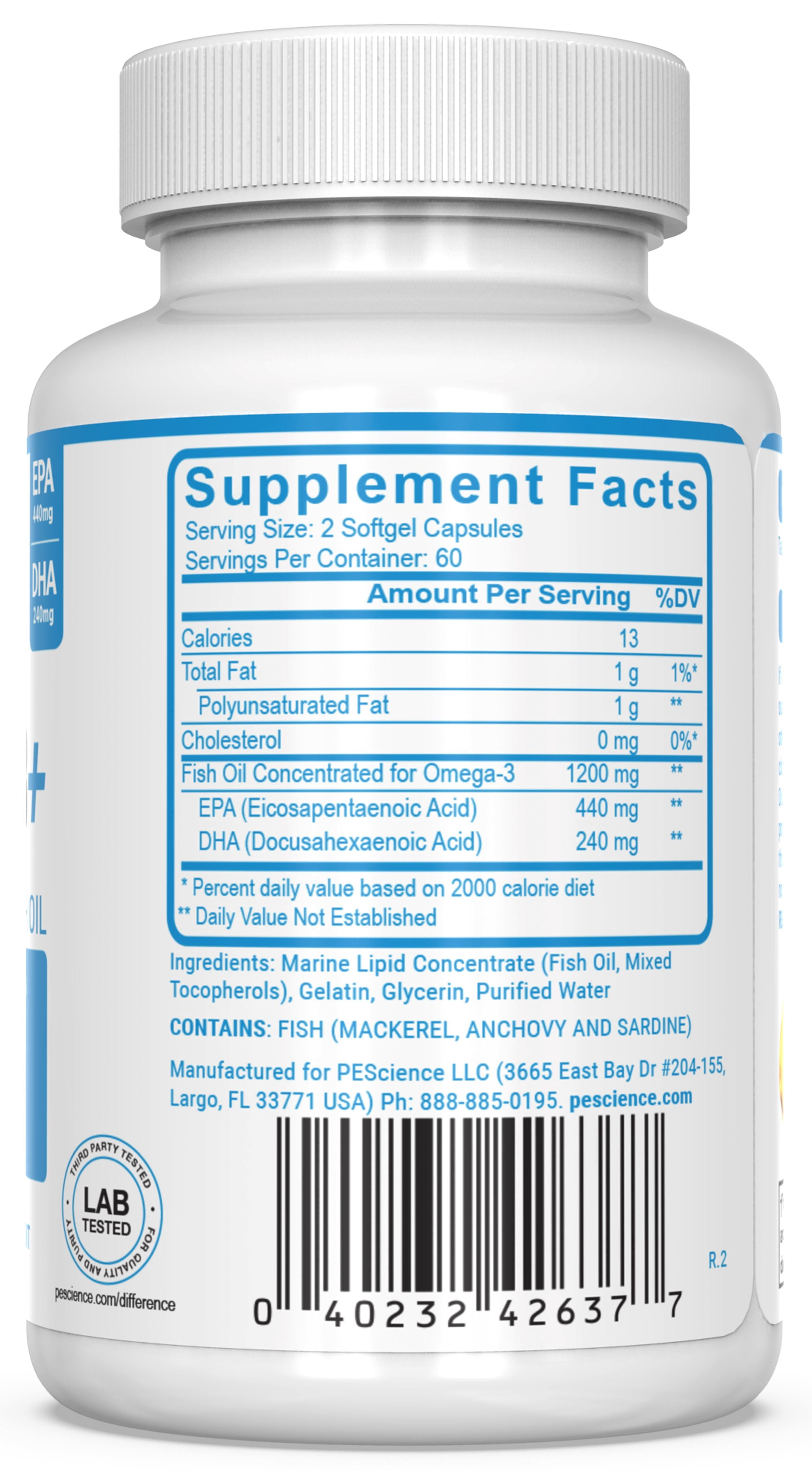 Omega-3+ EPA & DHA Softgels – 60-Day Supply, High-Potency Fish Oil, Easy-to-Swallow