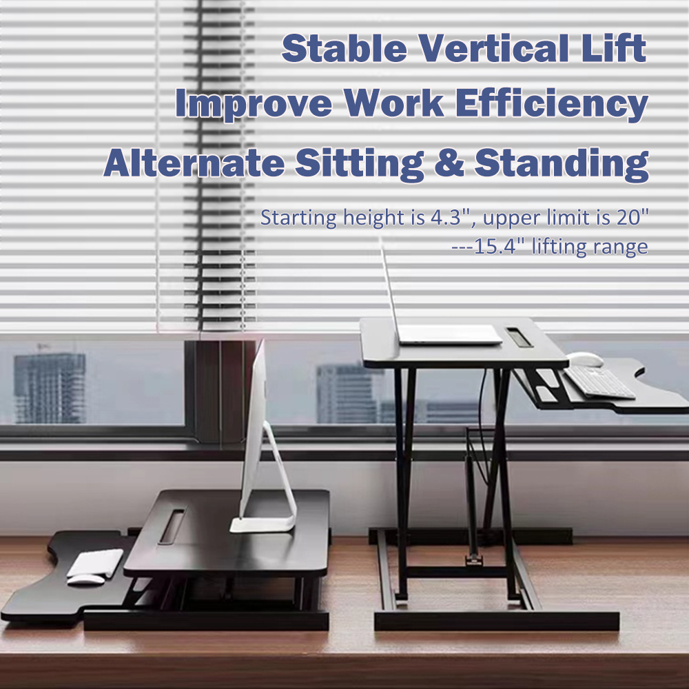 32 Inch Desk Converter, Height Adjustable Sit to Stand Riser, Dual Monitor and Laptop Workstation with Wide Keyboard Tray,Black