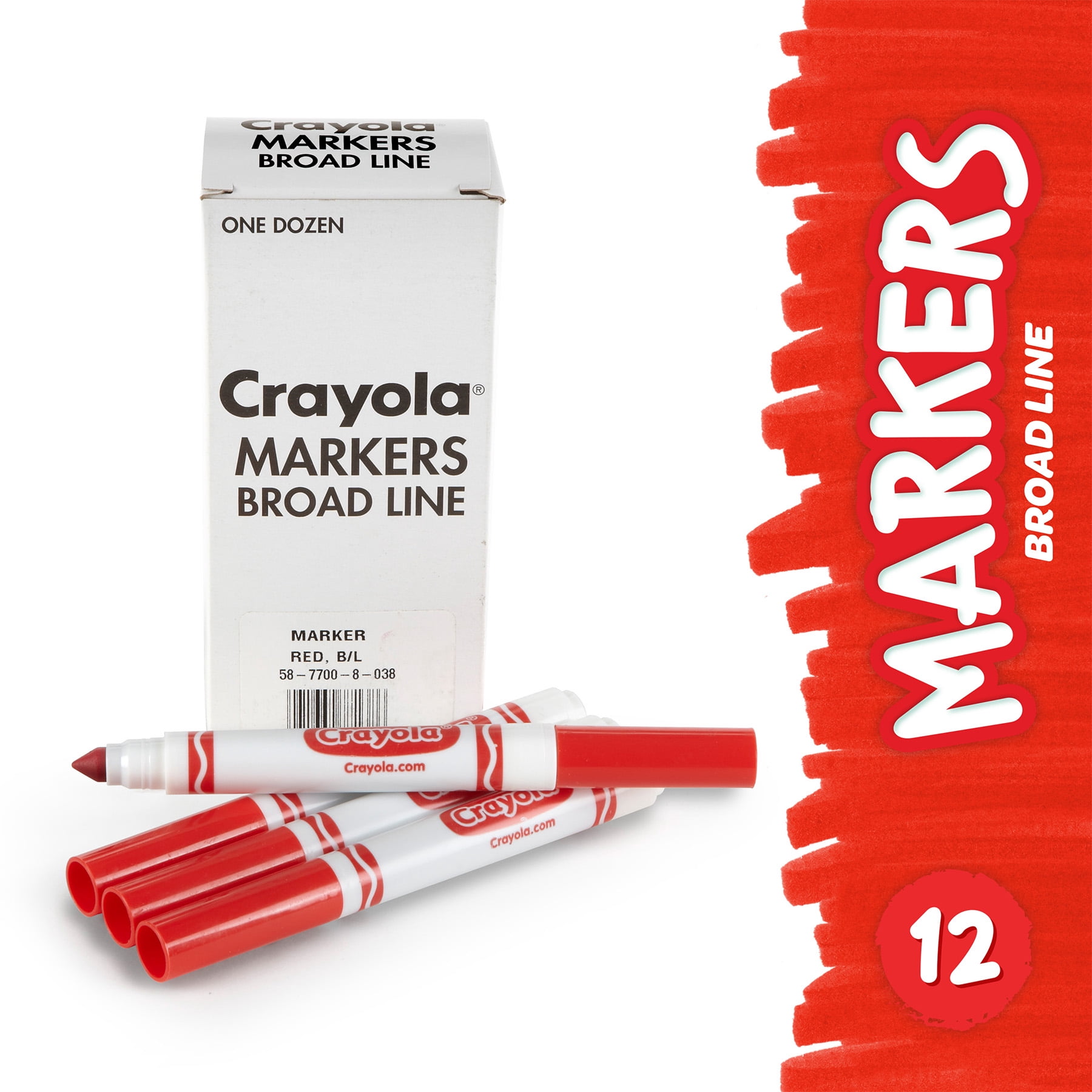 Crayola Bulk Markers, Conical Tip, Red, 12 Per Pack, 3 Packs