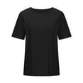 thumbnail image 6 of safuny Women's Trendy Loose Basic Tops Clearance Solid Tops Puff Sleeve Tees Round Neck Shirts Elegant Eyelet Vintage Clothing 2024 Fashion Summer Black XL, 6 of 6