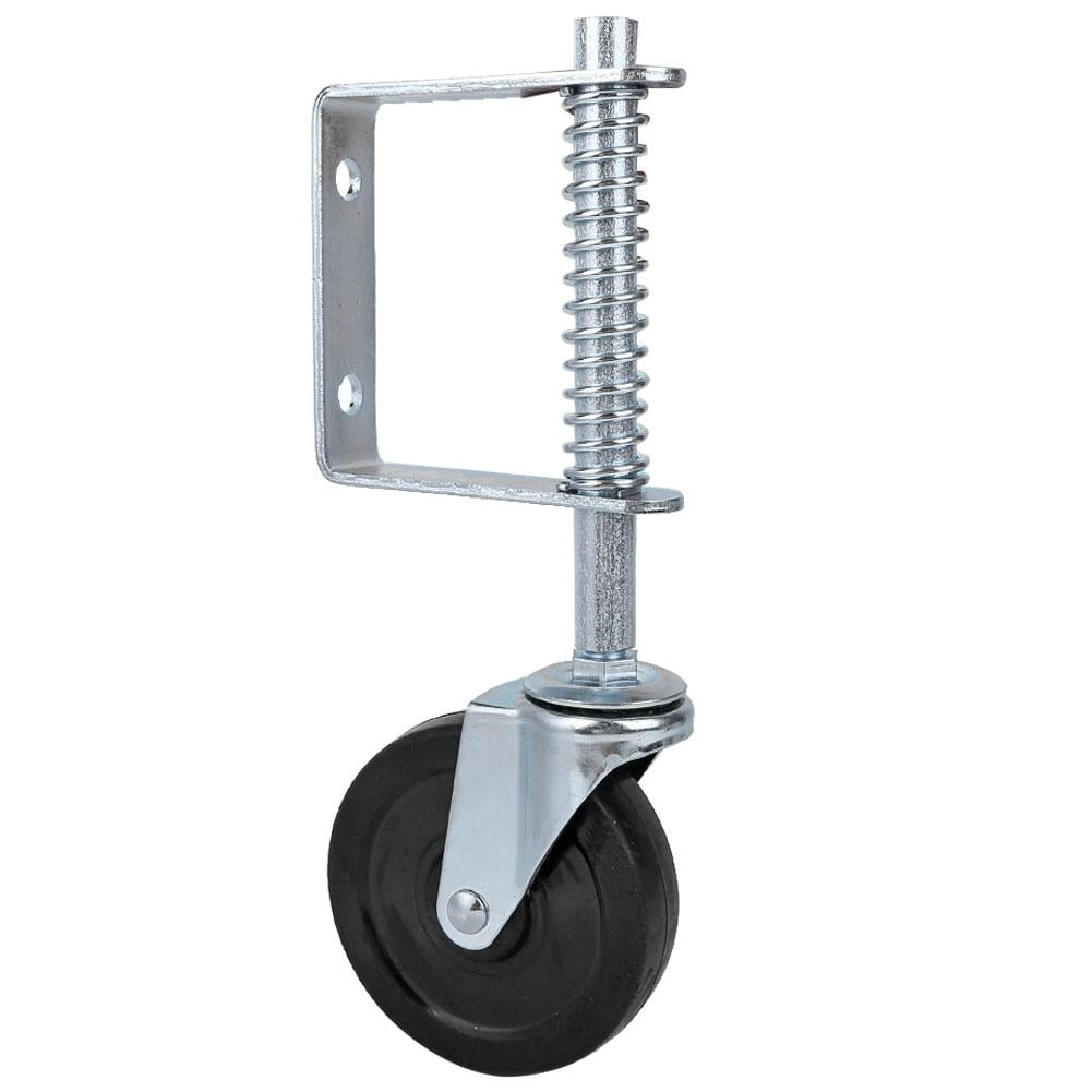 4" Rubber Gate Wheel Spring Loaded Swivel Caster Heavy Duty 220lbs Load Capacity