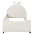 thumbnail image 3 of Twin Size Upholstered Daybed with Rabbit Ear Shaped Headboard, Beige, 3 of 9
