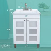 TEHILA White Utility Sink Laundry Vanity with Stainless Finish Pull-Out Faucet and Soap Dispenser