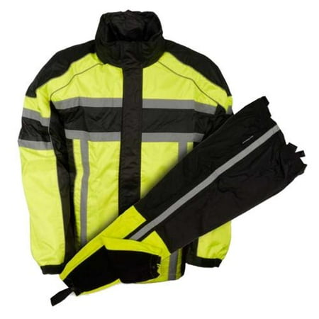Milwaukee Mens Black & Neon Green Rain Suit Water Resitant w/Reflective Tape Neon Green