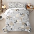 thumbnail image 2 of Castle Fairy Abstract Overlay Square Quilt Full 3-Piece,Mid Century Hollow Block Full Bedspread Sets,Beige Taupe Gray,1 Coverlet and 2 Pillowcases, 2 of 7