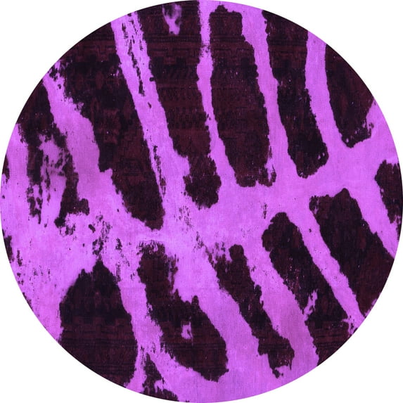 Ahgly Company Indoor Round Abstract Purple Modern Area Rugs, 5' Round