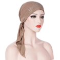 thumbnail image 1 of KAIYANG Turbante de algodón para mujer, sin tirantes, con diamantes de imitación, con correa de tiara de 56 a 58 cm (negro) y color caqui, 1 of 5