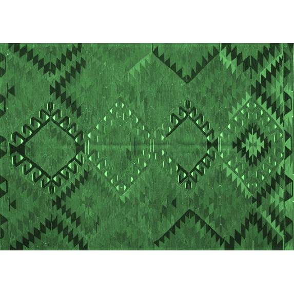 Ahgly Company Indoor Rectangle Southwestern Emerald Green Country Area Rugs, 3' x 5'