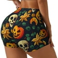 thumbnail image 2 of Kdxio Halloween Skull Print Workout Shorts for Women Seamless Soft Smooth Gym Yoga Scrunch Active Shorts, 2 of 9