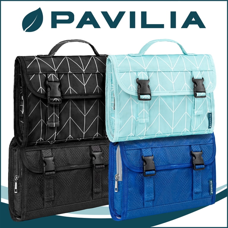 Pavilia Hanging Toiletry Bag, Extra Large, Black Chevron photo 5