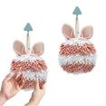 thumbnail image 4 of COFEST Rabbit Ear Crown Chenille Hand Towel Cute Hanging Hand Wipe Ball Hand Towel Thickened Absorbent Hangable Multifunctional Hand Towel Pink, 4 of 6
