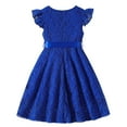 thumbnail image 5 of Girls Lace Dresses Cute Bowknot High Waisted Ruffle Sleeveless Crewneck Toddlers Kids Solid Birthday Party Wedding Guest A-Line Dress 3-10Y, 5 of 8