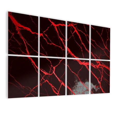 Modern Marble 8 Pack Art Acoustic Panels Sound Absorbing Red black marble Decorative Soundproof Wall Panels Self Adhesive for Nursery Game Room Bedroom 48 x32