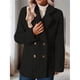 thumbnail image 4 of Abrigo de Felpa para Mujer, Cómodo, Informal, Cálido, con Cuello de Traje, Cruzado, Medio. Negro XXL, 4 of 8