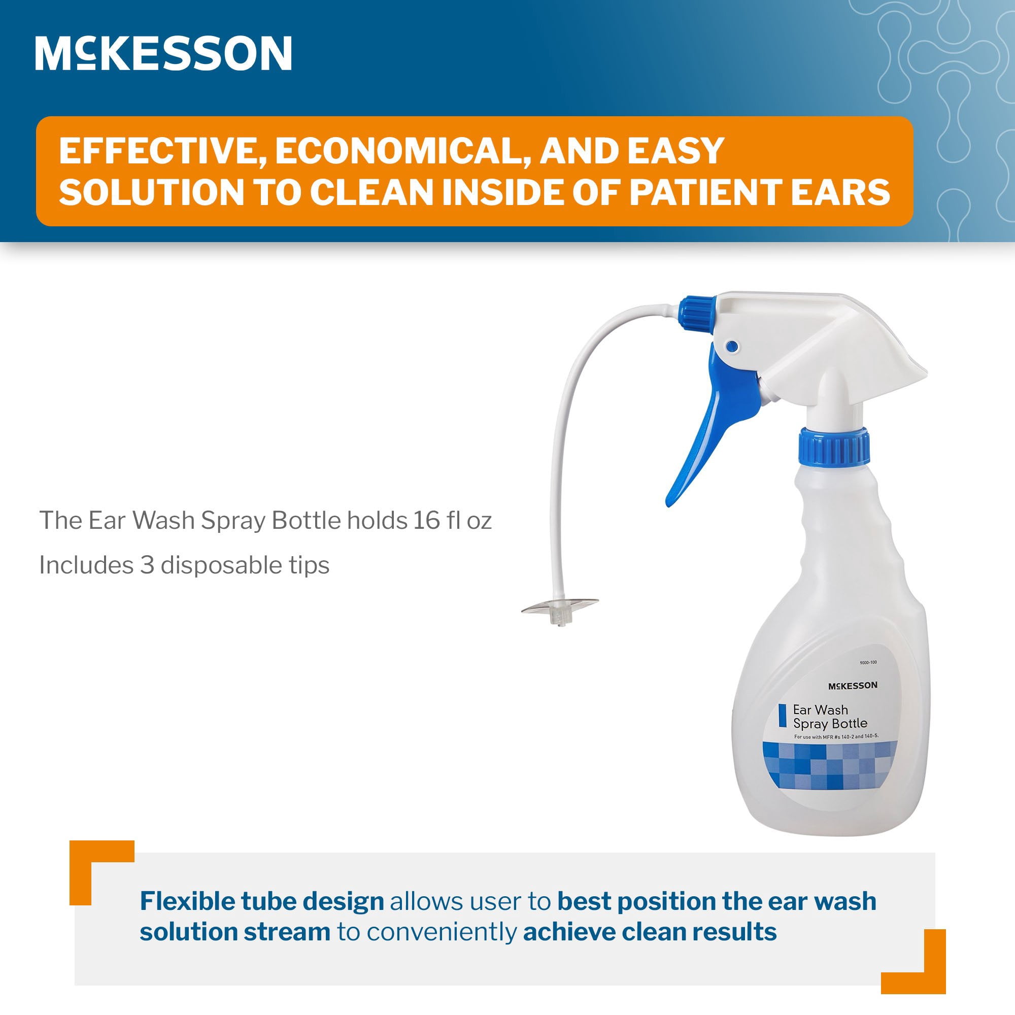 McKesson Ear Wash System - Spray Bottle, Disposable Tips, Flexible Tube, 1 Count, 1 Pack