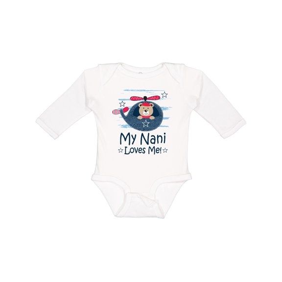Inktastic My Nani Loves Me Grandson Bear Boys Long Sleeve Baby Bodysuit