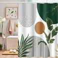 thumbnail image 3 of Green Mid Century Shower Curtain Abstract Modern Sun Tropical Plant Geometric Lines Bath Curtain Minimalist Aesthetic Decor Waterproof Durable 72x84 Inches Include Hooks, 3 of 6
