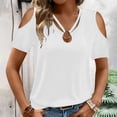 thumbnail image 5 of RYRJJ Womens Summer Cold Shoulder Tops Short Sleeve V Neck T Shirts Loose Dressy Casual Tunic Blouses Criss Cross Tees(White,L), 5 of 9