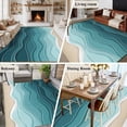 thumbnail image 6 of Turquoise Ombre Stripe Area Rugs 5x7 for Living Room, Summer Beach Abstract Waves Moires Non Slip Washable Rug Runner, Low Pile Indoor Floor Carpet Mat Bathroom Rugs for Bedroom, Kids Room, 6 of 9