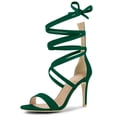 thumbnail image 1 of BLISSFUL STEP Sandales à Talons Aiguilles à Bout Ouvert à Lacets Unies pour Femmes, 1 of 6
