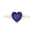 thumbnail image 2 of 2.0ct heart cut blue tanzanite 14k rose gold Bridal Wedding Engagement Promise Anniversary Ring for Women size 9.75, 2 of 7