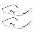 thumbnail image 3 of REAVEE 2 Pack Half Reading Glasses Square Semi Rimless Readers Metal Frame for Men and Women Black, 3 of 4