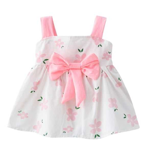 VERUGU Toddler Girl Dress Toddler Kids Baby Girls Fall Cute Floral Print Slip Dress Bowknot Princess Dress